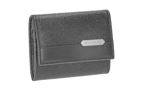 BVLGARI Calfskin Wallet, Card Holder Regular Men's Black