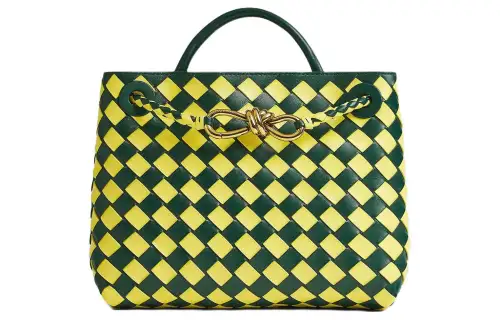Bottega Veneta Andiamo Cow Leather Shoulder Bag, Crossbody Bag, Handbag Small Women's Emeralds & Jelly Yellow