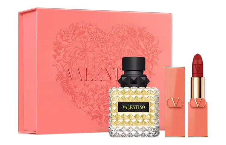 Valentino Valentino, gift box contains rose, makeup primer, set, perfume, lipstick, 50 ml, #111