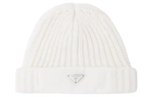 PRADA Wool, Recycled Nylon Beanies Men's White