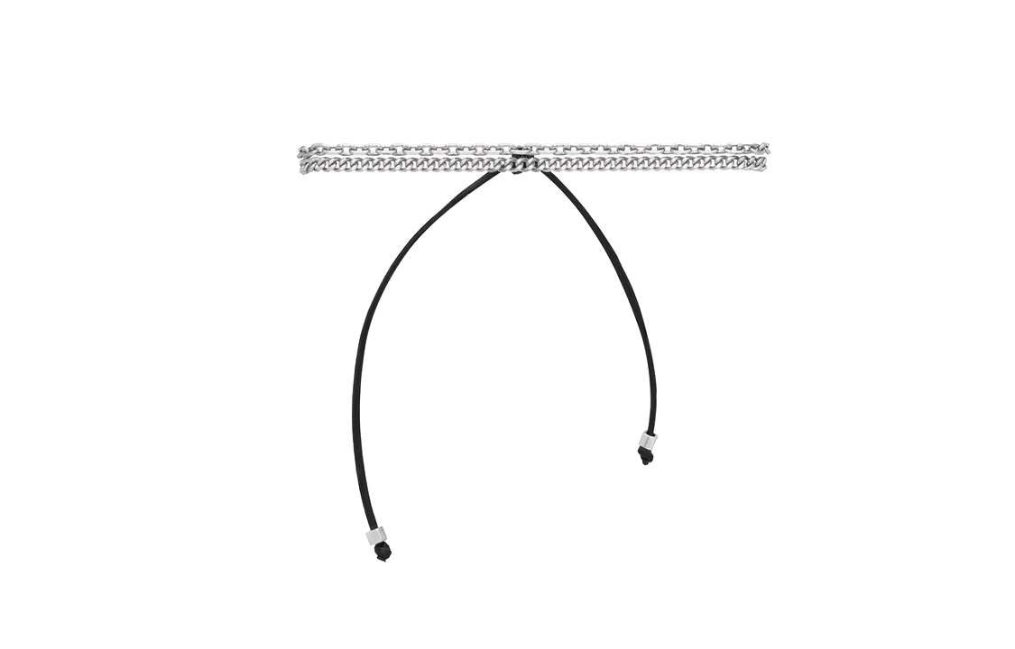 SAINT LAURENT 18K Gold, Cow Leather, Leather Bracelets Unisex Silver/Black