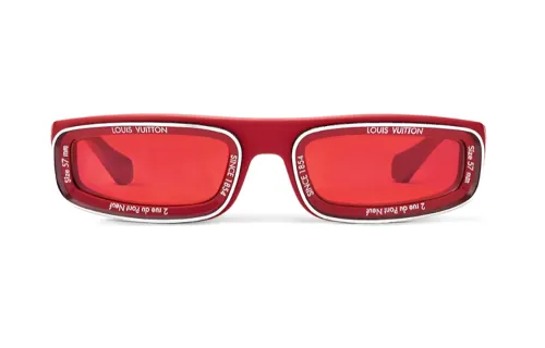 LOUIS VUITTON Plastic Rubber Rectangular Sunglasses Men's Red
