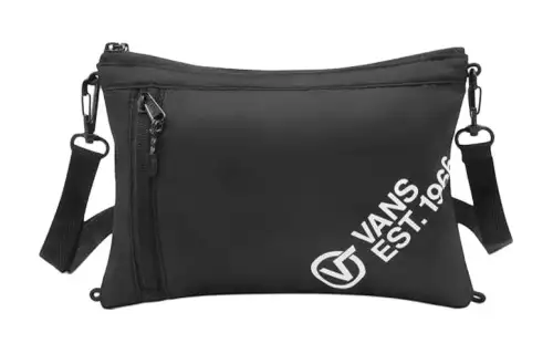 Vans Zip Closure Polyester Crossbody Bag, Shoulder Bag Regular Unisex Black