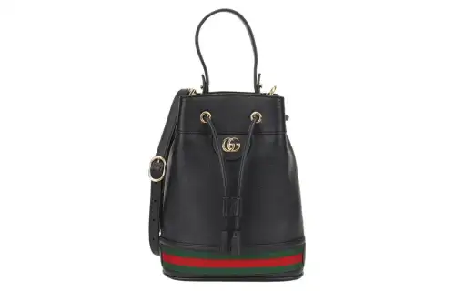 GUCCI Cow Leather Bucket Bag, Shoulder Bag, Crossbody Bag, Handbag Small Women's Black