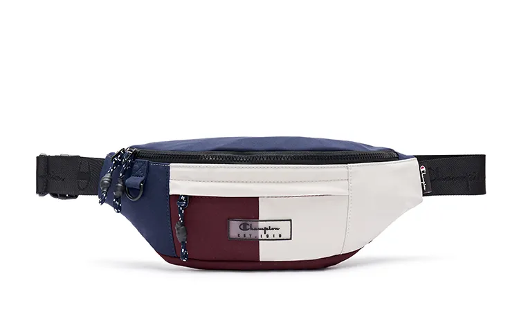 Champion Fabric, Synthetic Leather Fanny Pack Small Unisex Blue/Dark Red/Dark Green