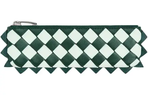 Bottega Veneta Cow Leather Pen Pouch Storage Bag Men's Emeralds & Glacier Blue