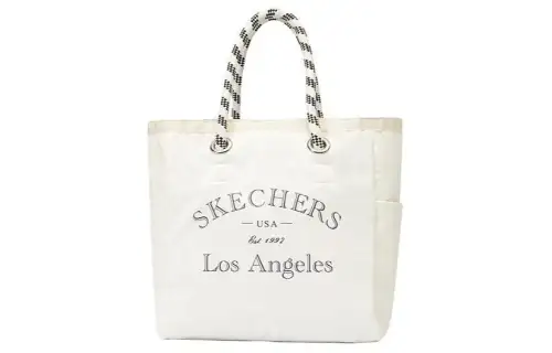 Skechers LeSportsac LePoesi, Collaboration Fabric Tote Bag, Shopping Bag, Shoulder Bag, Handbag Large Unisex Beige