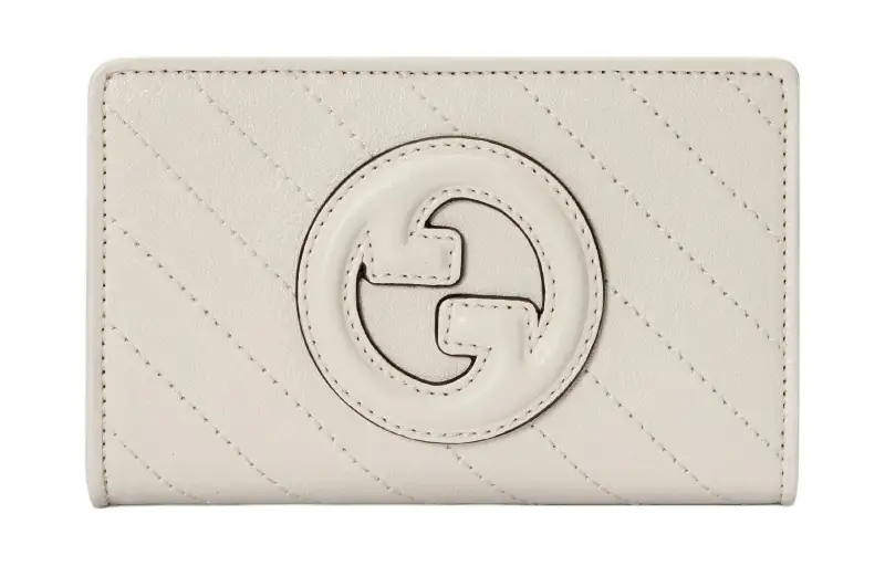 GUCCI BlondieInterlocking Leather Wallet Women's White