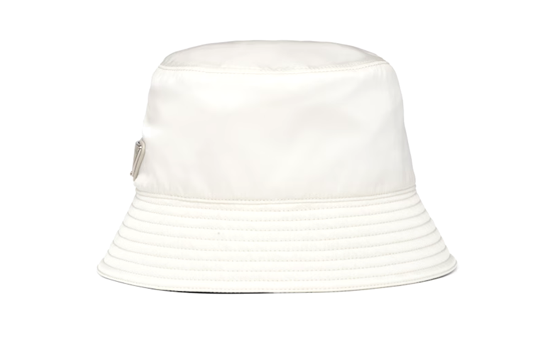 PRADA Enamel, Metal, Recycled Nylon, Cotton Bucket Hats Men's White