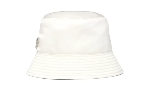 PRADA Enamel, Metal, Recycled Nylon, Cotton Bucket Hats Men's White
