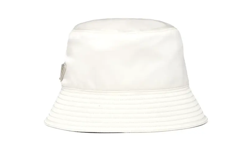 PRADA Enamel, Metal, Recycled Nylon, Cotton Bucket Hats Men's White