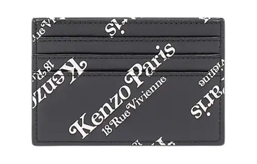 KENZO Cow Leather Card Holder Card Holder Unisex Black