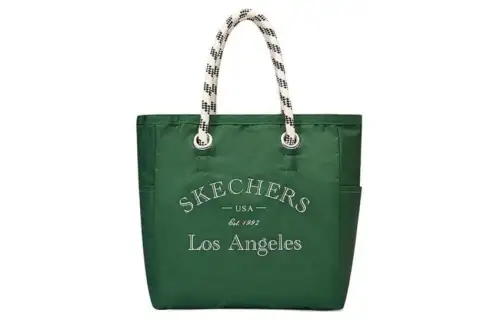 Skechers LeSportsac LePoesi, Collaboration Fabric Tote Bag, Shopping Bag, Shoulder Bag, Handbag Small Unisex Dark Green