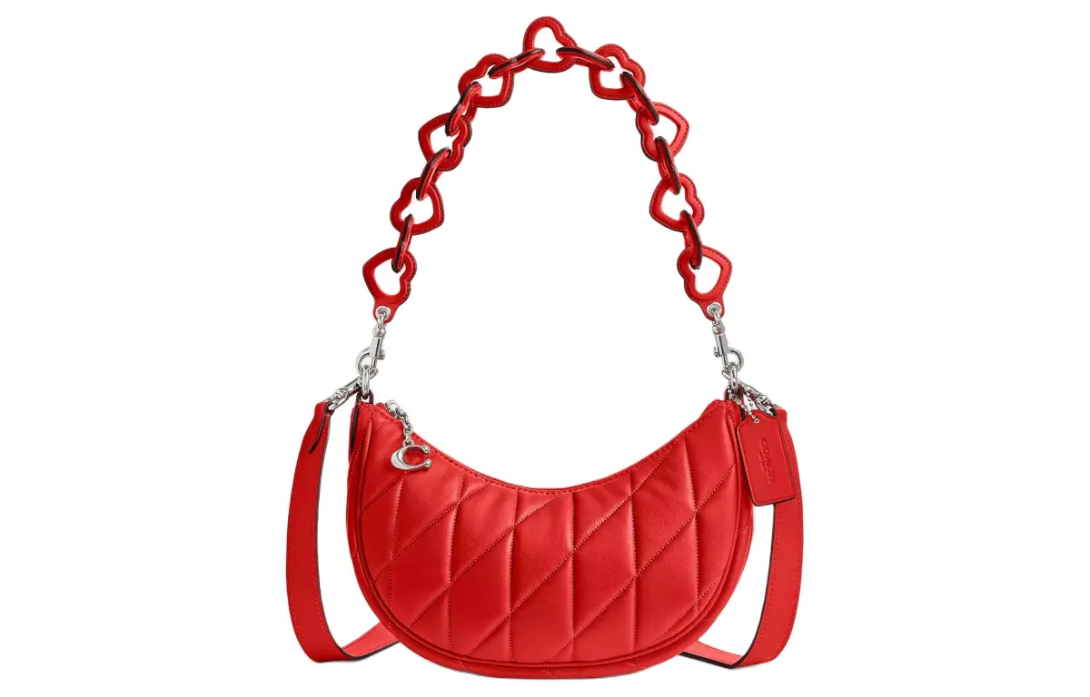 COACH Mira Nappa Leather Handbag, Shoulder Bag Medium Women's Sports Red