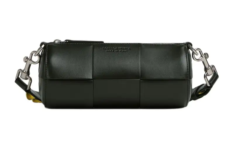 Bottega Veneta Leather, Cow Leather Crossbody Bags Small Men's Dark Green & Yellow