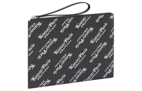 KENZO Cow Leather Clutch Large Unisex Black