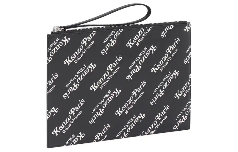 KENZO Cow Leather Clutch Large Unisex Black