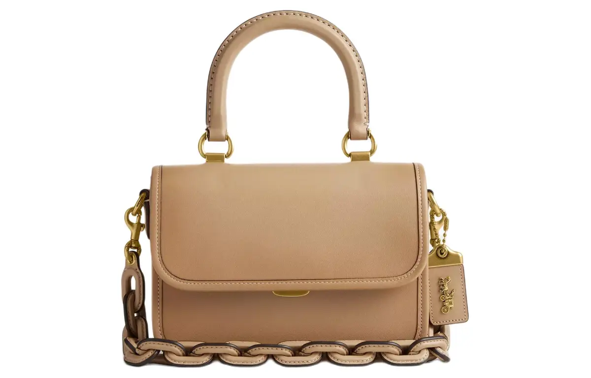 COACH Rogue Glove Tanned Leather Portable Crossbody Bag, Shoulder Bag Small Women's Brass & Beige