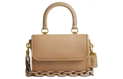 COACH Rogue Glove Tanned Leather Portable Crossbody Bag, Shoulder Bag Small Women's Brass & Beige