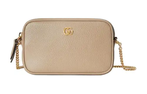 GUCCI GG Marmont Leather Crossbody Bag, Shoulder Bag Women's Beige