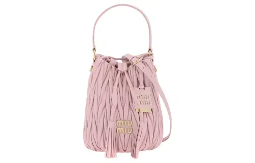 MIU MIU Matelassé Lambskin Bucket Bag, Portable Crossbody Bag, Shoulder Bag Women's Pink