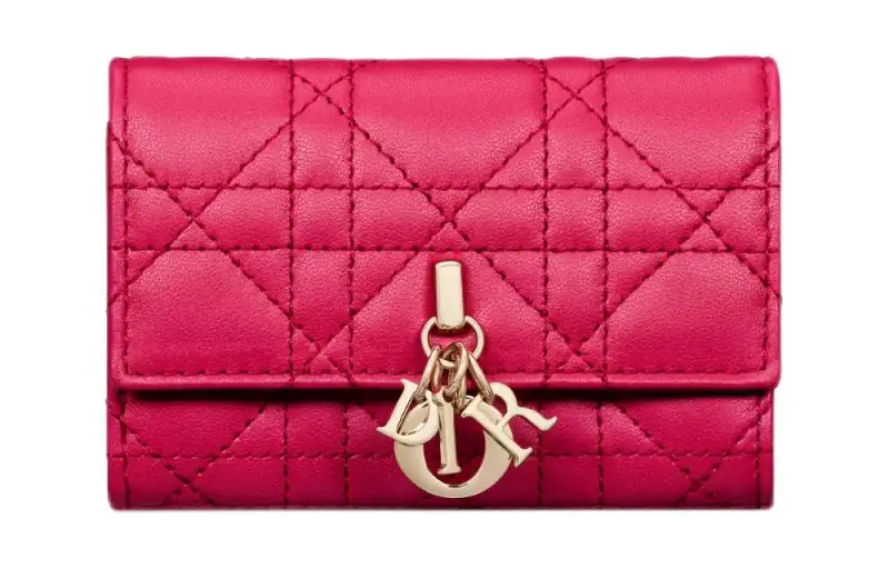 DIOR Sheepskin Wallet Extra Small Women's Purple Pink