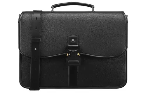DIOR Gallop Grained Calfskin Portable One Shoulder Crossbody Briefcase Men's Black