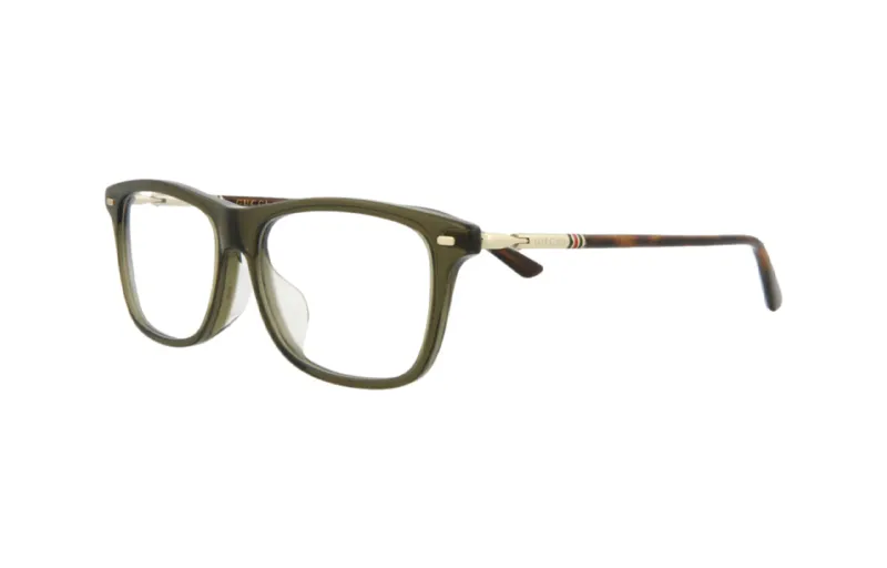 GUCCI Acetate Square Eyeglass Frames Unisex Olive