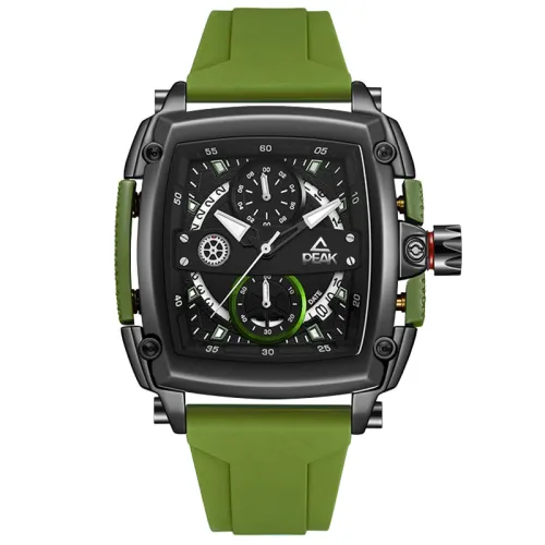 Trend universal fashionable quartz silicone watch strap, men's watch, black dial, waterproof calendar, quartz mechanism