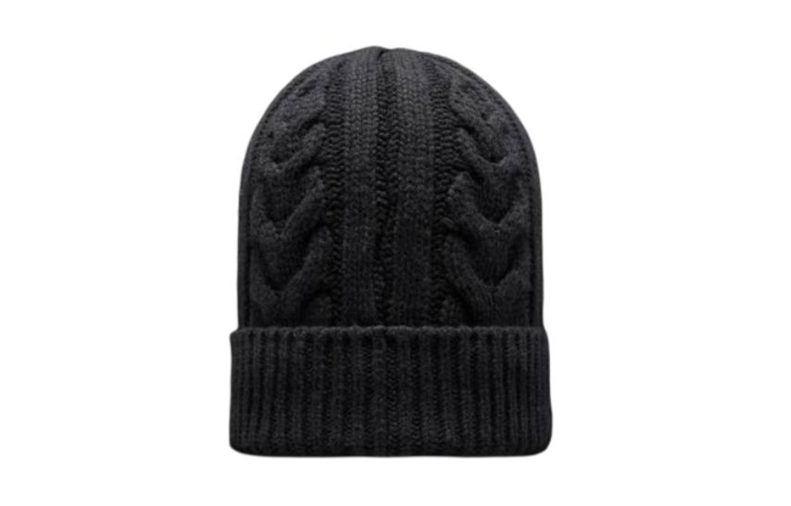Женская шапка Moncler с шерстью (черная) — фото 2