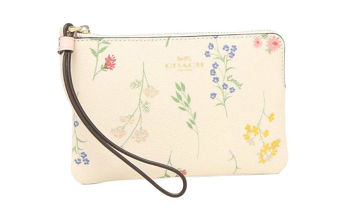 Женский клатч COACH Corner Zip 16 (розово-белый) — фото 3