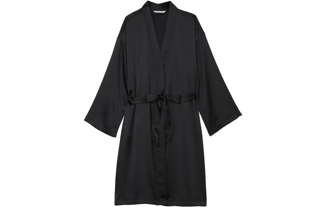 Victoria's Secret Satin Midi Robe Sleep Robe Women's Black
