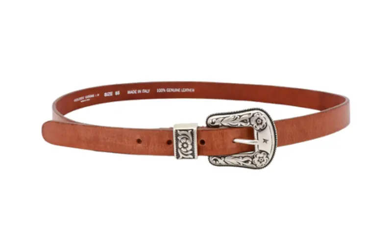 Golden Goose Deluxe Brand Floral Engraved Buckled Belt