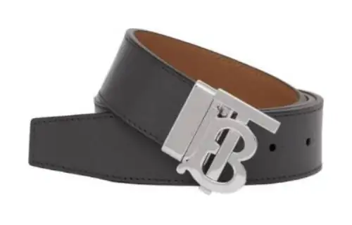 Burberry Calfskin Leather Belts Men's Black Width 3.5cm