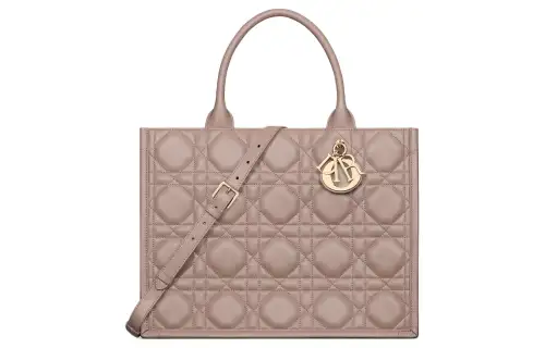 DIOR BookTote Calfskin Tote Bag, Shopping Bag, Handbag Medium Women's Warm Taupe