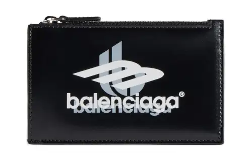 Balenciaga Calfskin Card Holder Large Men's Black & White