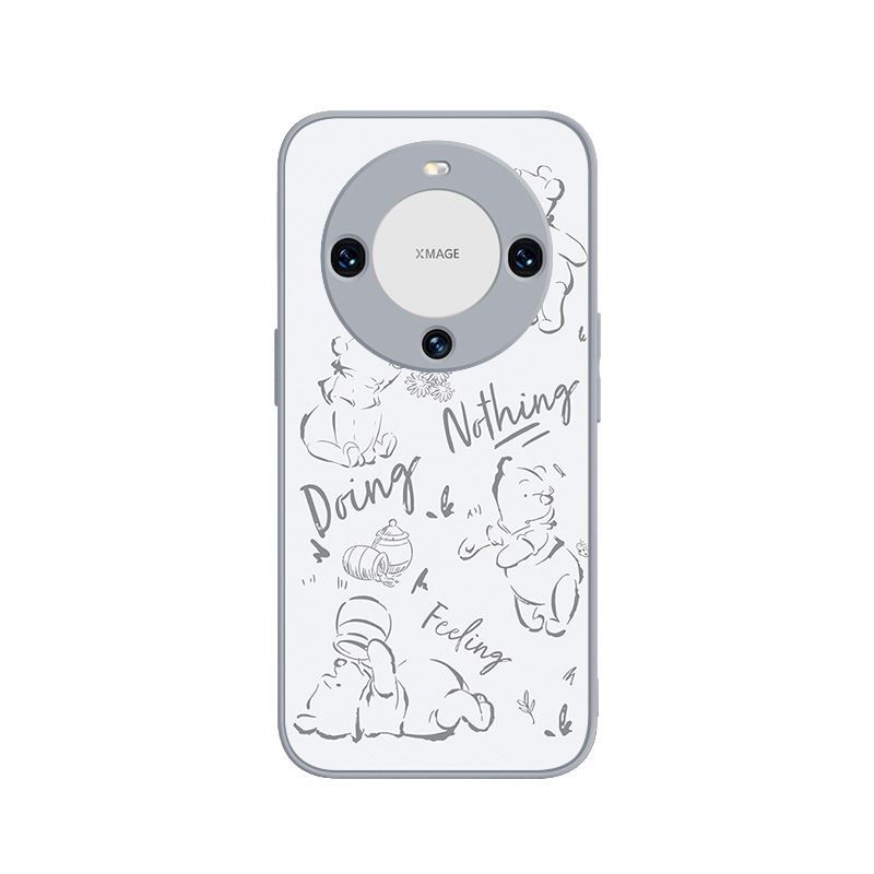 Disney Disney glass material frosted case simple internet celebrity lines Winnie the Pooh internet celebrity men and women anti-fall mobile phone case Huawei/HUAWEI suitable for mate60/60/P60/Pro/NOVA7/P50E cartoon animation