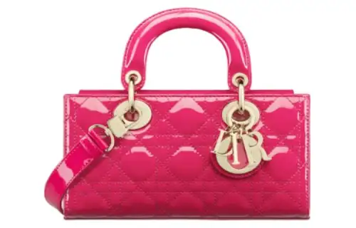 DIOR Lady D JOY Patent Leather, Cow Leather Handbag, Shoulder Bag, Crossbody Bag, Handbag Small Women's Purple Pink