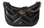 GUCCI GG Marmont Quilting V Shaped Leather Handbag, Shoulder Bag Women's Black