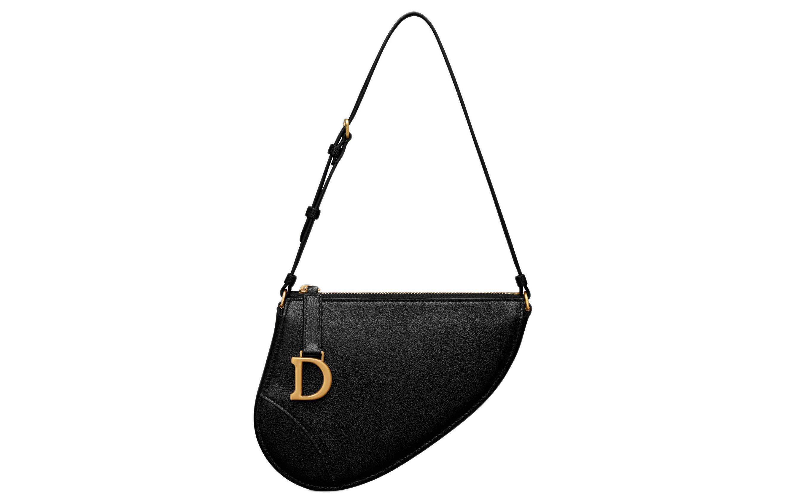 DIOR Adjustable foldable straps with zipper, one-shoulder bag, black small clutch bag