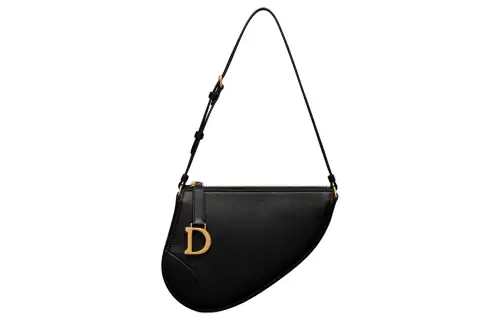 DIOR Sheepskin One Shoulder Clutch Women's Black