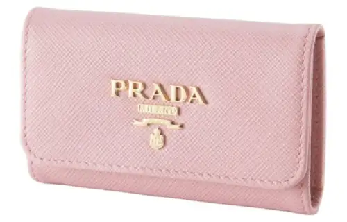 PRADA Saffiano Calfskin Key Pouch Women's Pink