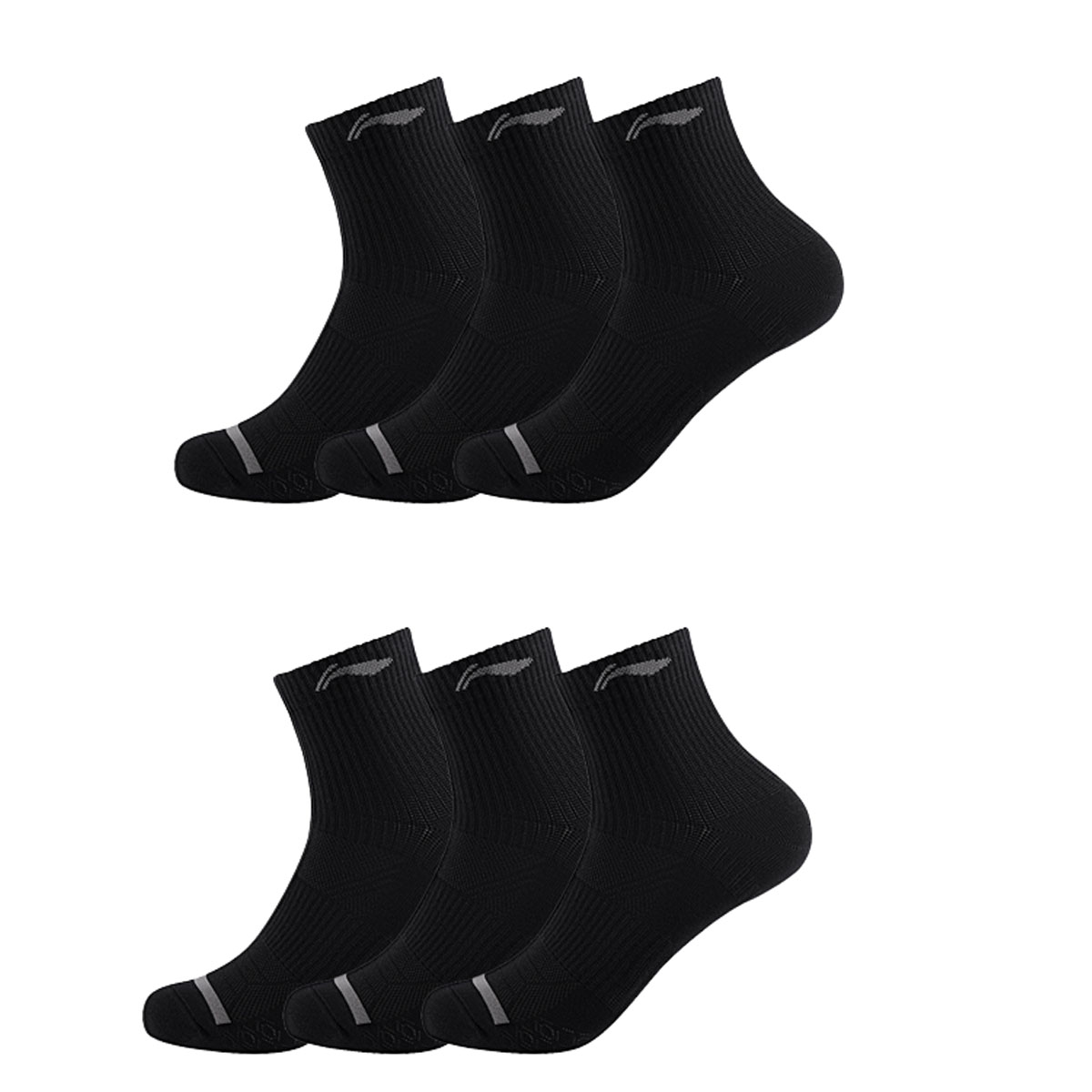 Li Ning Crew Socks Unisex 6 Pack