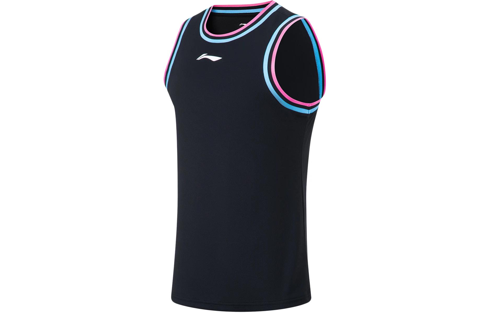 Li Ning Professional Basketball Collection Basketball Suit Men’s Black Pink Blue Webbing