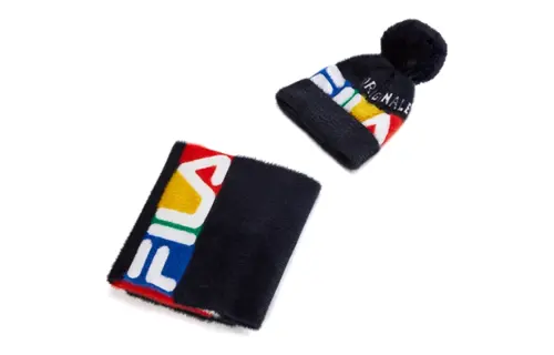 FILA Letter Print Polyamide, Viscose, Polyester Beanies Kids' Blue