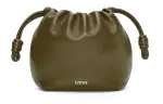 LOEWE Flamenco Nappa Sheepskin One Shoulder Crossbody Clutch Mini Women's Dark Khaki