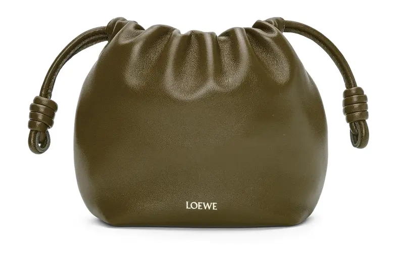 LOEWE Flamenco Nappa Sheepskin One Shoulder Crossbody Clutch Mini Women's Dark Khaki