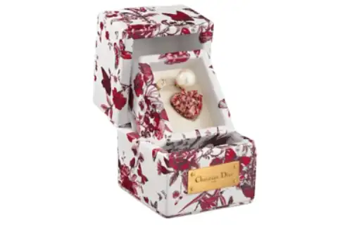 DIOR Cow Leather Storage Box Women's White & Red