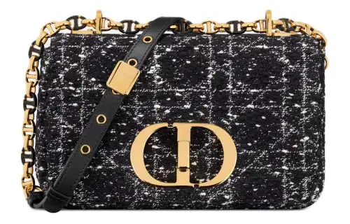 DIOR Caro Tweed Shoulder Bag, Crossbody Bag Small Women's Black