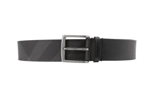 Burberry Classic Plaid With Leather Belts Men's Black Width 4cm